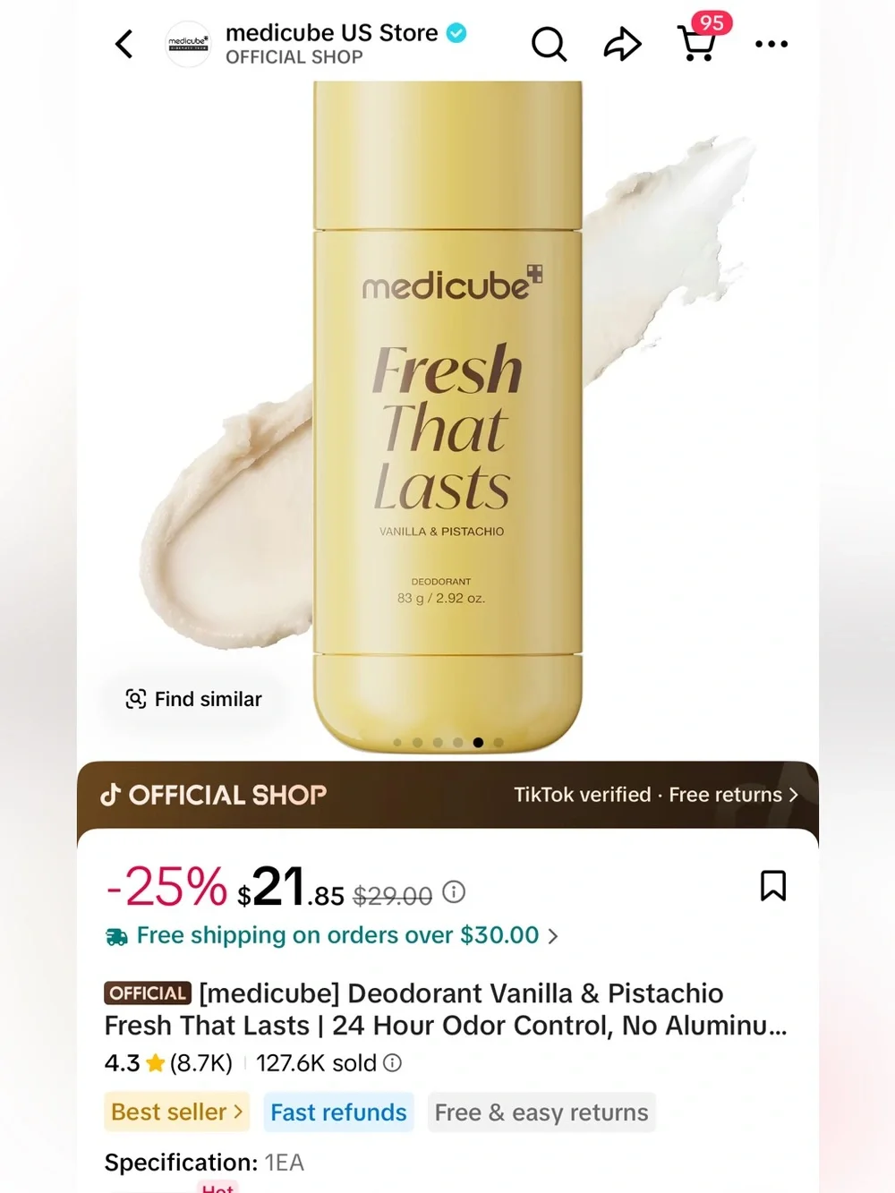 Medicube Fresh That Lasts Deodorant — Vanilla & Pistachio